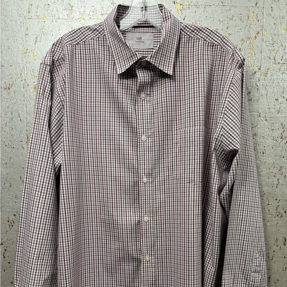 Men's Classic Checkered Shirt - Maroon & Grey Gingham Checked long sleeves
